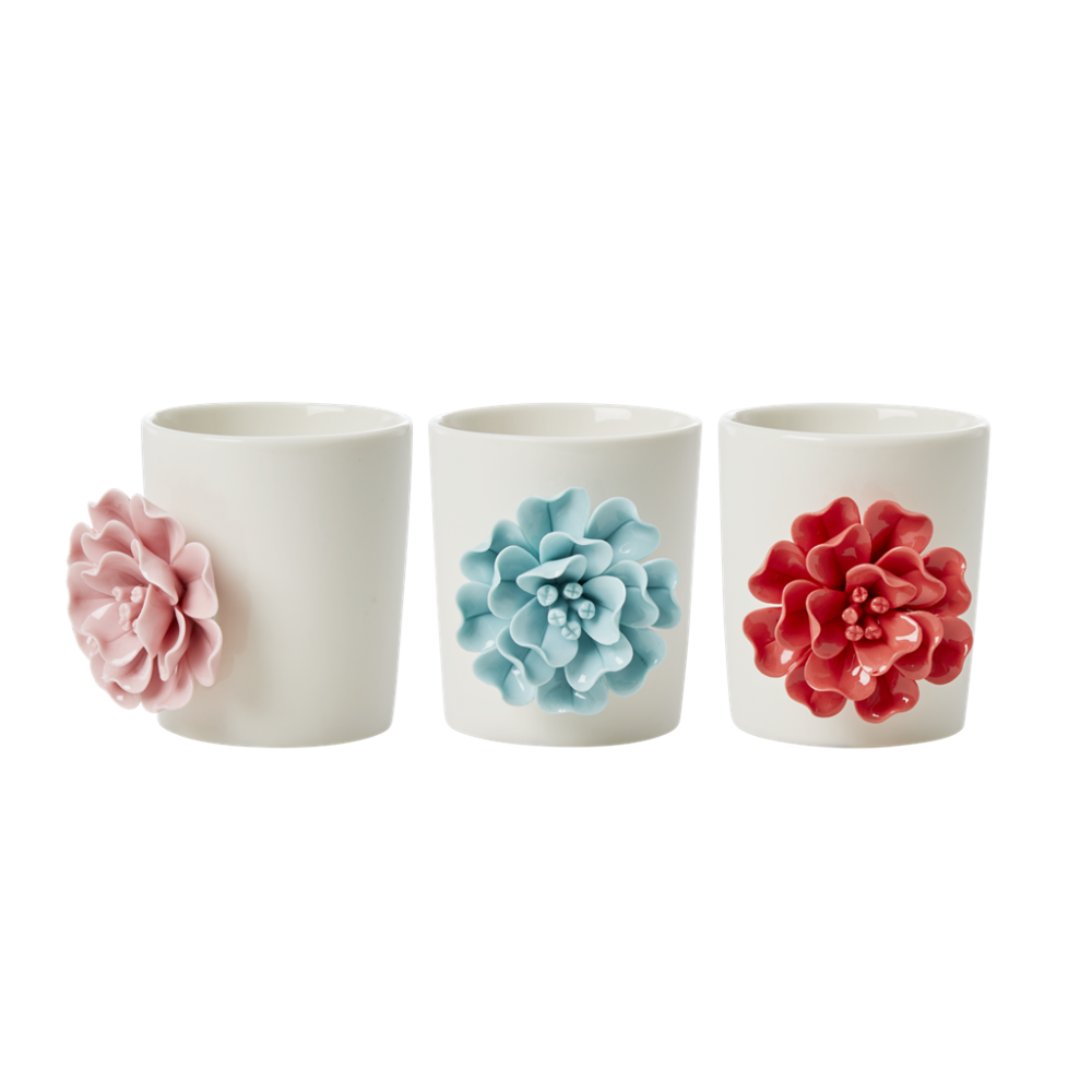 White Porcelain Pot with pretty Flower by Rice DK Vibrant Home